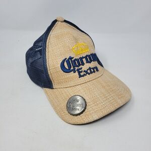 Corona Extra Men's Snapback Trucker Cap with Bottle Opener‎ Blue & Natural